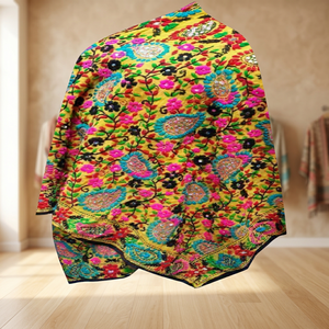 Écharpe châle longue en coton classique élégante de haute qualité pour femme, motif floral, taille personnalisée, KAMARVY, usage quotidien pour adulte - Product Image 2