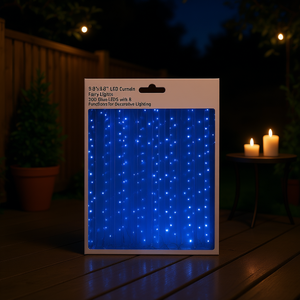 LED Curtain <b>Fairy</b> <b>Lights</b> 9.8'x9.8' 300 <b>Blue</b> LEDs 8 Functions Decorative Lighting - Product Image 2