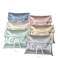 Pochette en satin avec nœud en ruban, logo personnalisé, sac de rangement en soie pour bijoux, vêtements, sous-vêtements, emballage cadeau