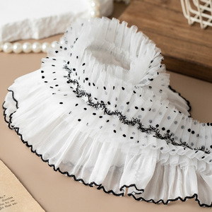 Pizzo in Chiffon morbido <span class=keywords><strong>con</strong></span> motivo a pois in pizzo Sexy e Sexy filo nero e rifilatura di <span class=keywords><strong>lacci</strong></span> decorativi per festa di nozze - Product Image 2