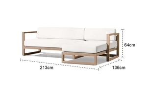 Sofá en forma de L de teca de madera maciza de primera calidad, muebles de jardín modernos para espacios pequeños, sofá duradero para exteriores resistente a la intemperie - Product Image 2