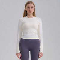 Maßgeschneidertes Damen Yoga-Oberteil Ultraleicht Atmungsaktiv Wasserabweisend 4-Wege-Stretch Nahtlos Superweich Sportshirt Rundhals Vollständig