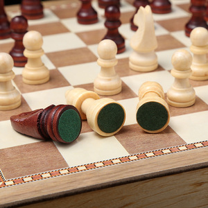 Bộ cờ vua bằng gỗ 3 trong 1 cho người lớn và trẻ em cờ vua cờ vua gấp Bộ cờ vua quốc tế du lịch cầm tay đồ chơi trò chơi trên bàn - Product Image 5