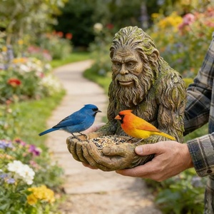 Mangeoire à oiseaux sculptée en résine de haute qualité, faite à la main, durable, résistante aux intempéries, ornement suspendu pour extérieur, jardin, cour, patio - Product Image 2