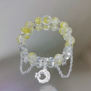 Nouvel Arrivage Bracelet en alliage de lune avec perles en émail coloré à motifs floraux, design de niche pour femme, style féerique <span class=keywords><strong>Mori</strong></span>, pour petite amie - Product Image 3