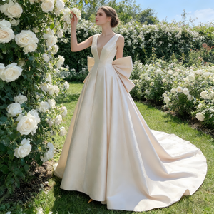 Nouvelle Robe de Mariée <span class=keywords><strong>Grande</strong></span> <span class=keywords><strong>Taille</strong></span> Maternité Coupe A-Line Longue à la Cheville avec Dentelle et Maille, <span class=keywords><strong>Taille</strong></span> Naturelle Simple, Double Bretelle - Product Image 6