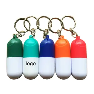 Promo Gift Pill Box Capsule Shaped Candy Box Pill Tablet Dispenser with Keychain