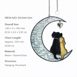 Attrape-soleil en verre fait main, motif <span class=keywords><strong>Chien</strong></span> et Lune, avec cadre métallique, à suspendre pour fenêtre, décoration lumineuse pour la maison - Product Image 2