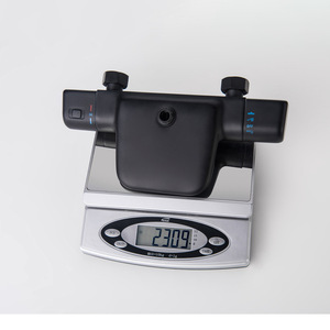 Ensemble de robinet de douche mural thermostatique en cuivre massif avec jet supérieur en cascade, finition gris canon poli, pomme de douche de salle de bain - Product Image 3