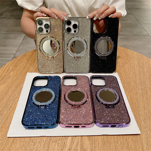 Custodia per telefono cellulare con specchio di strass antiurto alla moda per iPhone 11 pro max 12 pro xsmax per <span class=keywords><strong>Samsung</strong></span> <span class=keywords><strong>Galaxy</strong></span> <span class=keywords><strong>A70</strong></span> - Product Image 1