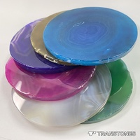 Carrelage de sol en tranches d'agate ronde naturelle polie colorée décorée