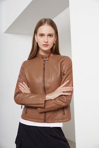 LAYENNE <span class=keywords><strong>Veste</strong></span> <span class=keywords><strong>en</strong></span> <span class=keywords><strong>cuir</strong></span> PU grande taille OEM <span class=keywords><strong>Veste</strong></span> <span class=keywords><strong>en</strong></span> faux <span class=keywords><strong>cuir</strong></span> Famale Vestes pour femmes - Product Image 6
