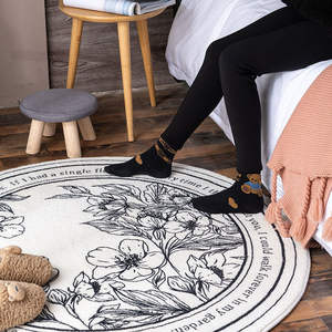 Tapis rond Sketch Garden à motif floral, antidérapant, en polyester épais, pour entrée de maison, chambre, salle de bain - Product Image 5