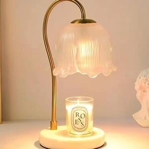 Lámpara de aromaterapia con aroma a lirio de los valles, base de mármol, pantalla de vidrio, luz nocturna regulable, calentador de fragancias para dormitorio y mesita de noche - Product Image 1