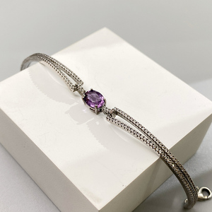 Bracelet en Améthyste Naturelle avec Argent Sterling S925 pour Femme, Bijou Élégant en Pierre Précieuse Violette, Pierre de Naissance de <span class=keywords><strong>Février</strong></span>, Cadeau Guérison - Product Image 4