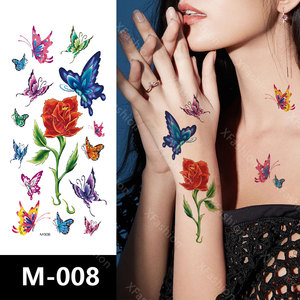 3D mariposa flor de loto sexy chica cuerpo personalizado pigmento transferencia de agua temporal mehndi puntadas sexy espalda baja tatuaje pegatinas - Product Image 1