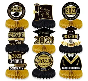 2023 स्नातक स्तर की पढ़ाई पार्टी सजावट की कक्षा 2023 Congrats ग्रैड छत्ते Centerpieces Congratulate स्नातक टेबल 9 Pcs