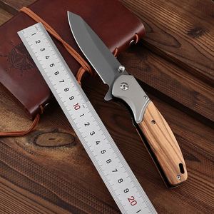 Cuchillo Plegable de Acero Inoxidable OEM con Mango de Madera, Herramienta Táctica de Supervivencia EDC para Camping, Cuchillo para Grabado DIY - Product Image 2