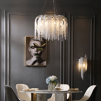 De luxe D'or En Aluminium Chaîne Gland Lustre Tricolore Salon Meubles Suspendus Éclairage Led Lustre