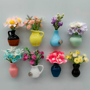 Mini vase en céramique en gros, décoration créative magnétique pour arrangement floral, ornement miniature, aimant de réfrigérateur DIY - Product Image 3