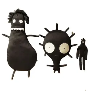 Custom Certification Low Moq Soft Creative Big Eye Funny Dark Black Series Animals Stuffed Toy Gothic Plush Dolls