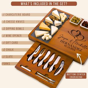 Số lượng lớn giáng sinh ủng hộ đám cưới charcuterie Hội Đồng Quản trị tùy chỉnh khắc Keo Gỗ pho mát Platter khay với dao Bát Slate Set - Product Image 4