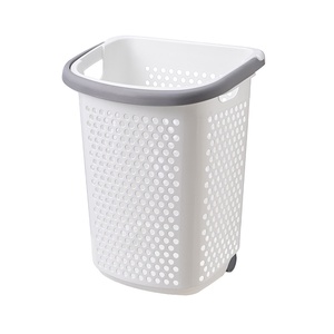 XJH Large Rolling Plastic Laundry Hamper Dirty Clothes Storage Basket Organizer With Wheels