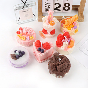 Velas Aromáticas Artificiales Aikun con Diseño Elegante en Forma de Pastel, Portavelas de Cera de Soya, Decoración Festiva para Fiestas - Product Image 1