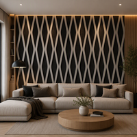 Panneau mural décoratif acoustique moderne en bois PS, panneau mural insonorisant avec support en feutre PET ignifuge