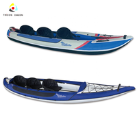 Kayak gonflable 3 personnes, canoë chinois avec revêtement extérieur en nylon, siège de kayak gonflable pliable, rames en aluminium, gonfleur, longueur 4m