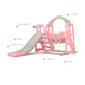 Tobogán pequeño de plástico para niños, Tobogán de plástico para interiores con columpio, juguetes de plástico a la venta - Product Image 4