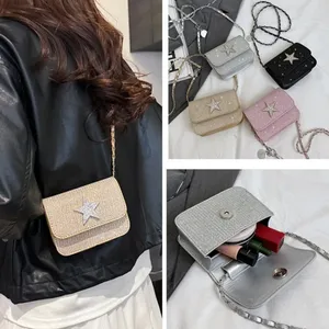 Star Design Women's Small Square Shoulder Bag Y2k Portable Ladies Chain Crossbody Bags Simple Female Handbags Clutch <b>Purse</b> - Product Image 5