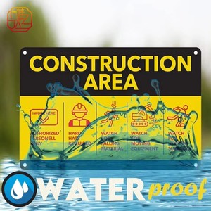 Panneau d'avertissement pour zone de chantier conforme à la norme OSHA - 18x12 pouces Personnel autorisé/Chapeau de sécurité requis Panneau de chantier - Product Image 4