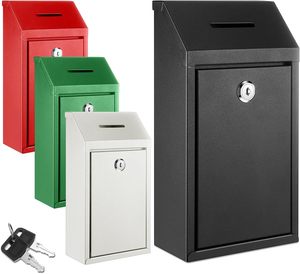 Wall-Mounted Metal Mailbox and Key Drop Box Indoor &amp; Outdoor Secure Hanging <strong>Postbox</strong> for <strong>Home</strong> or Business Use Steel Material - Product Image 2