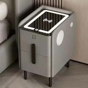 Table <span class=keywords><strong>de</strong></span> chevet intelligente à <span class=keywords><strong>LED</strong></span> en gros avec lecteur d'empreintes digitales et station <span class=keywords><strong>de</strong></span> recharge sans fil, table <span class=keywords><strong>de</strong></span> chevet multifonctionnelle - Product Image 4