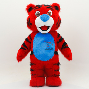 <span class=keywords><strong>Alquiler</strong></span> de Disfraz de Tigre de Peluche Inflable Rojo de Tamaño Real para Adultos Unisex, para Pascua/Halloween - Product Image 2