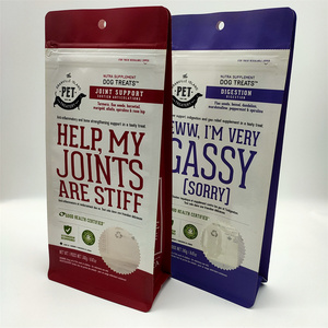 Block Bottom Box Pouch Airtight Plastic Dog Food Packaging Paper Bag Reusable Zip lock Flat Bottom Food Packaging Bags