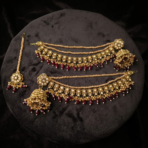 Pendientes Colgantes Étnicos Vintage para Novia, Chapados en Oro de Aleación, Certificados por Terceros, con Maang Tikka a Juego, Tradicionales para Aniversario - Product Image 4