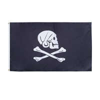 Drapeau noir de pirate 3x5 pieds en polyester, drapeau décoratif de pirates 150x90 cm avec 2 œillets