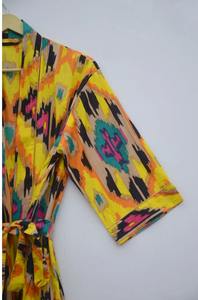 เสื้อคลุมคอวีคอตตอน100% ชุดคลุมคอวีพิมพ์ลายกิโมโนสไตล์โบฮีเมียนสไตล์ลำลองสำหรับฤดูร้อนฤดูใบไม้ผลิและงานแต่งงาน - Product Image 2