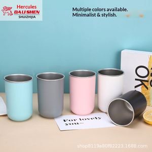 High Color Value Wash Gargle Brush Cylinder Large Capacity High Temperature Resistant Double Layer Adult Coffee Stainless Steel - Product Image 3