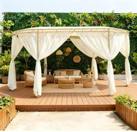 Pavillon ovale en acier thermolaqué de luxe moderne pour extérieur, avec moustiquaire, tente de fête et auvent de patio, direct usine