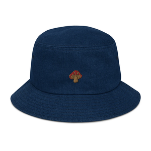 À la mode brodé dessiné à la main champignon Denim seau chapeau été confortable respirant seau chapeau personnalisé chapeaux Promotion chapeaux - Product Image 4