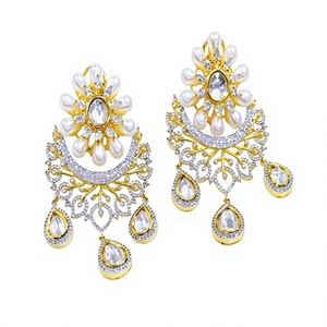 Pendientes de Lujo de Primera Calidad, Chapados en Oro, con Circonitas, para Mujer, para Fiestas Nocturnas, a la Moda - Product Image 2