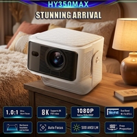 Projecteur intelligent LED mini portable JUNUO HY350MAX ASOP 500ANSI 4K 1080P 2.4G/5GWIFI5+BT5.0 Miracast Android 14 avec mise au point automatique