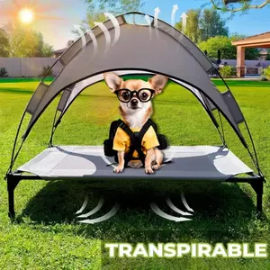 Elevated Outdoor <b>Dog</b> <b>Bed</b> with Portable Roof, Oxford Fabric, Removable & <b>Washable</b>, All-Seasons Rectangular Pet <b>Bed</b> for <b>Dogs</b>, Hand - Product Image 3