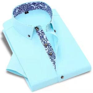 2024 Camisa de manga curta de cor sólida dos homens novos verão camisa de negócios de meia manga de lapela masculina - Product Image 4