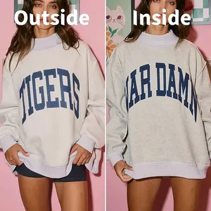 Nuovi Arrivi in Vendita: Felpa Oversize Reversibile con Collo Alto per Donne e Ragazze, Stile Universitario, Logo Personalizzato - Product Image 3