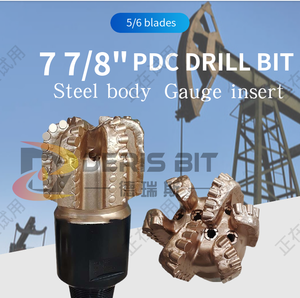 Taladro de roca de diamante de perforación de cabeza giratoria de China, 200mm, 5 cuchillas, plataforma de pozo de petróleo, broca <span class=keywords><strong>PDC</strong></span>