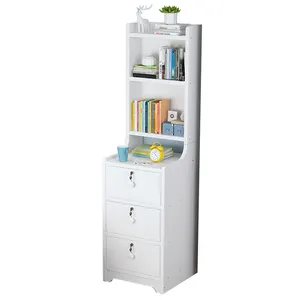 Factory direct selling hot selling simple warm white multifunctional drawer bedside table with bookshelf
